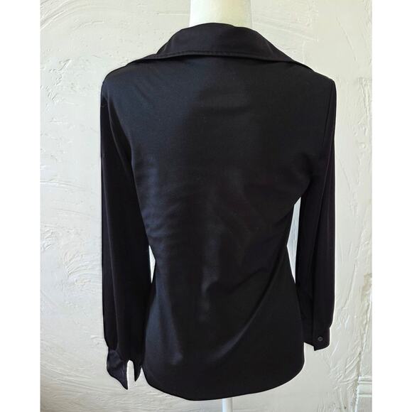 Vintage Aileen Woman's Black Button Up Dressy Shirt Size 10 - Picture 6 of 6